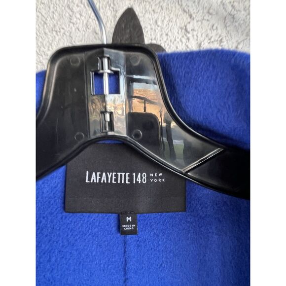 Lafayette 148 Wool Draped Open Front Coat - Size M- Blue/ Black - Picture 7 of 9